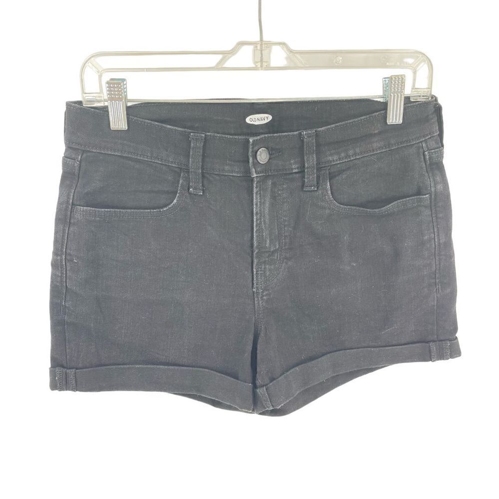 Old navy black denim rolled hem shorts jorts high rise 8
